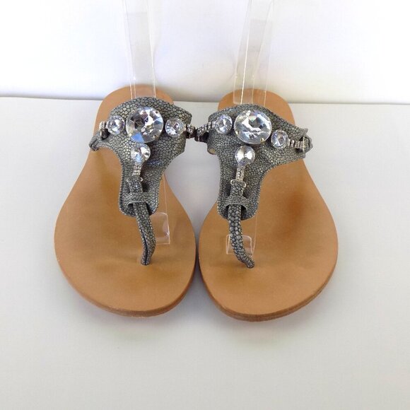 Coccinelle Crystal Embellishments Rhinestone Thong Sandals Size 40/US-9.5 - Picture 3 of 9